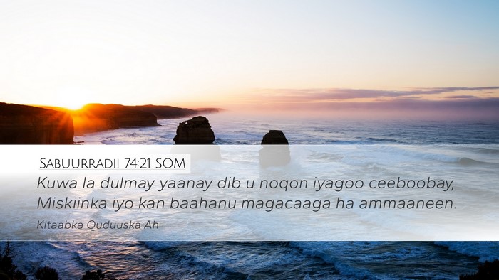 Sabuurradii 74:21 SOM Bible Verse Image