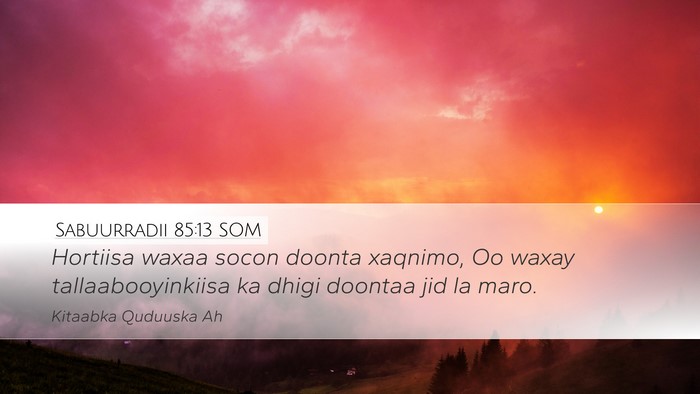Sabuurradii 85:13 SOM Desktop Wallpaper - Hortiisa waxaa socon doonta xaqnimo, Oo waxay - Desktop Bible Verse Wallpaper