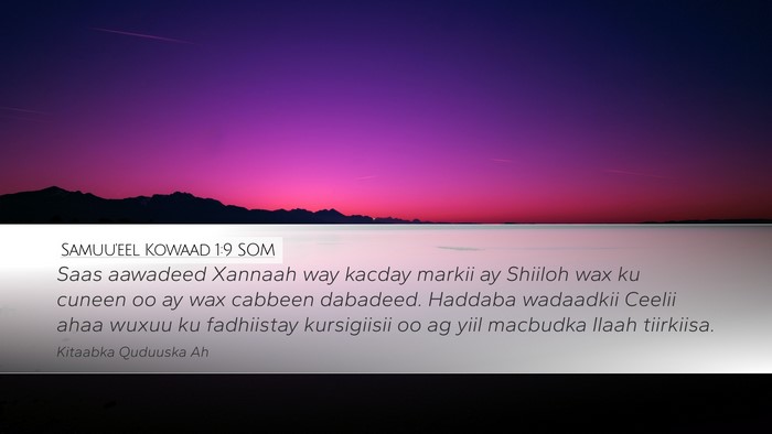 Samuu'eel Kowaad 1:9 SOM Bible Verse Image