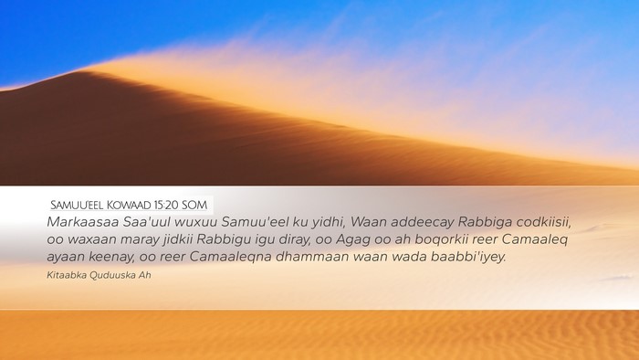 Samuu'eel Kowaad 15:20 SOM Desktop Wallpaper - Markaasaa Saa'uul wuxuu Samuu'eel ku yidhi, Waan - Desktop Bible Verse Wallpaper