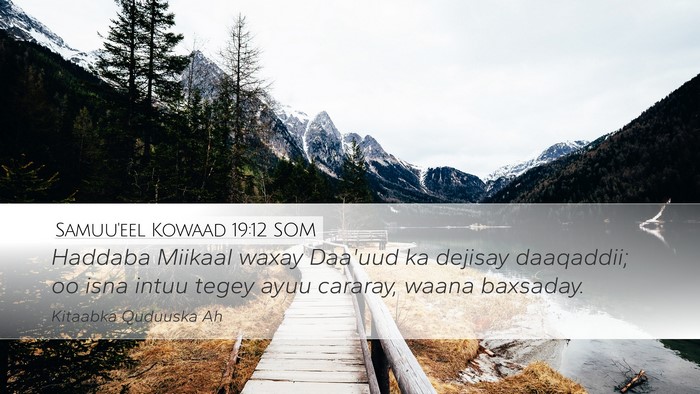 Samuu'eel Kowaad 19:12 SOM Bible Verse Image