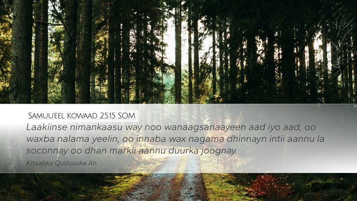 Samuu'eel Kowaad 25:15 SOM Bible Verse Image