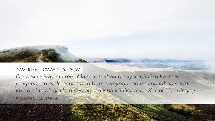 Samuu'eel Kowaad 25:2 SOM Bible Verse Image