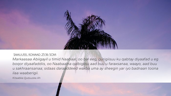Samuu'eel Kowaad 25:36 SOM Bible Verse Image