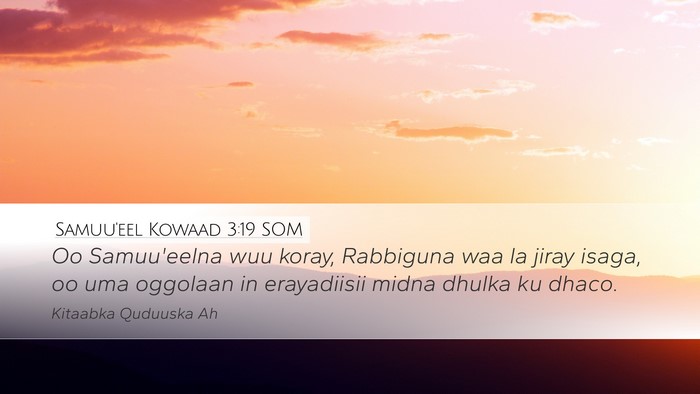 Samuu'eel Kowaad 3:19 SOM Bible Verse Image