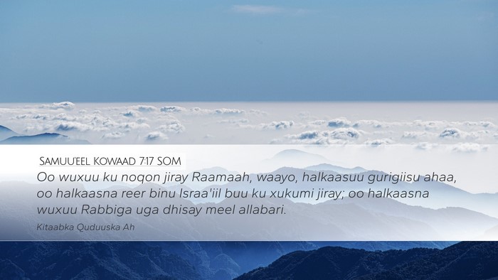 Samuu'eel Kowaad 7:17 SOM Bible Verse Image