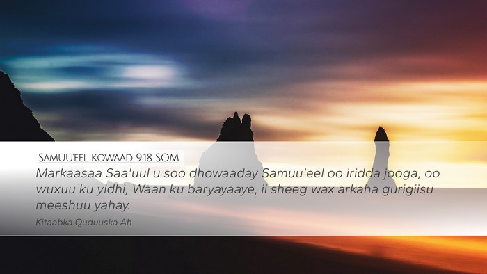 Samuu'eel Kowaad 9:18 SOM Desktop Wallpaper - Markaasaa Saa'uul u soo dhowaaday Samuu'eel oo - Desktop Bible Verse Wallpaper