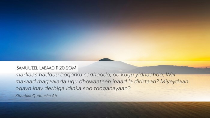 Samuu'eel Labaad 11:20 SOM Desktop Wallpaper - markaas hadduu boqorku cadhoodo, oo kugu - Desktop Bible Verse Wallpaper
