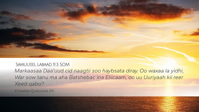 Samuu'eel Labaad 11:3 SOM Desktop Wallpaper - Markaasaa Daa'uud cid naagtii soo haybsata diray. - Desktop Bible Verse Wallpaper
