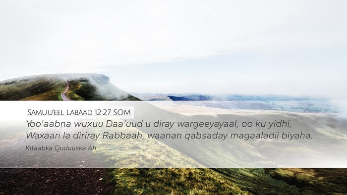 Samuu'eel Labaad 12:27 SOM Desktop Wallpaper - Yoo'aabna wuxuu Daa'uud u diray wargeeyayaal, oo - Desktop Bible Verse Wallpaper