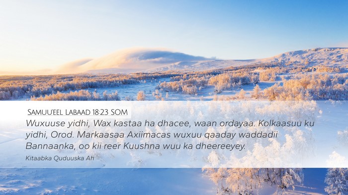 Samuu'eel Labaad 18:23 SOM Bible Verse Image