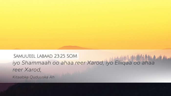 Samuu'eel Labaad 23:25 SOM Desktop Wallpaper - iyo Shammaah oo ahaa reer Xarod, iyo Eliiqaa oo - Desktop Bible Verse Wallpaper