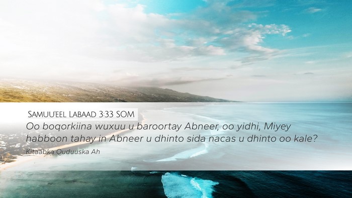Samuu'eel Labaad 3:33 SOM Bible Verse Image