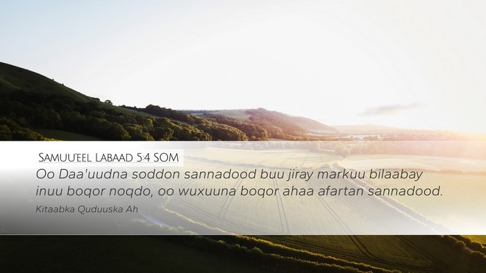 Samuu'eel Labaad 5:4 SOM Bible Verse Image