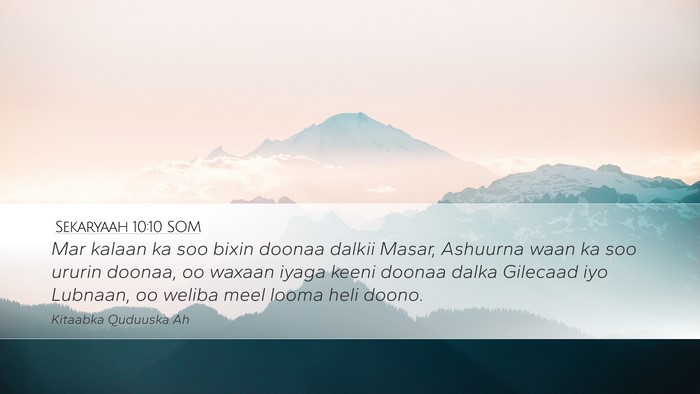 Sekaryaah 10:10 SOM Bible Verse Image