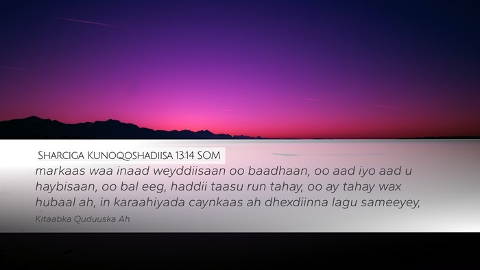 Sharciga Kunoqoshadiisa 13:14 SOM Bible Verse Image