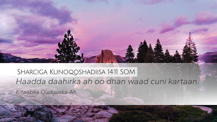 Sharciga Kunoqoshadiisa 14:11 SOM Desktop Wallpaper - Haadda daahirka ah oo dhan waad cuni - Desktop Bible Verse Wallpaper