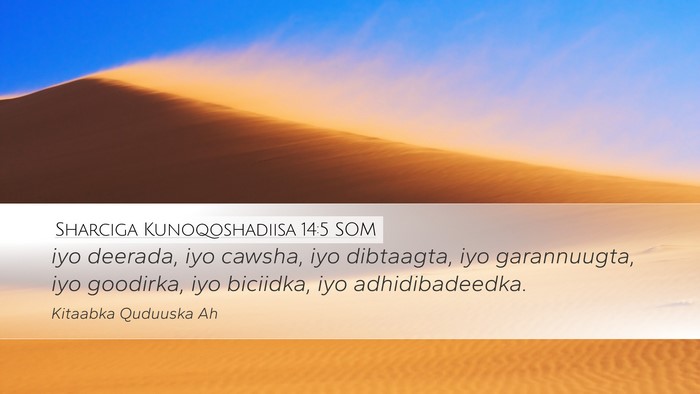 Sharciga Kunoqoshadiisa 14:5 SOM Desktop Wallpaper - iyo deerada, iyo cawsha, iyo dibtaagta, iyo - Desktop Bible Verse Wallpaper
