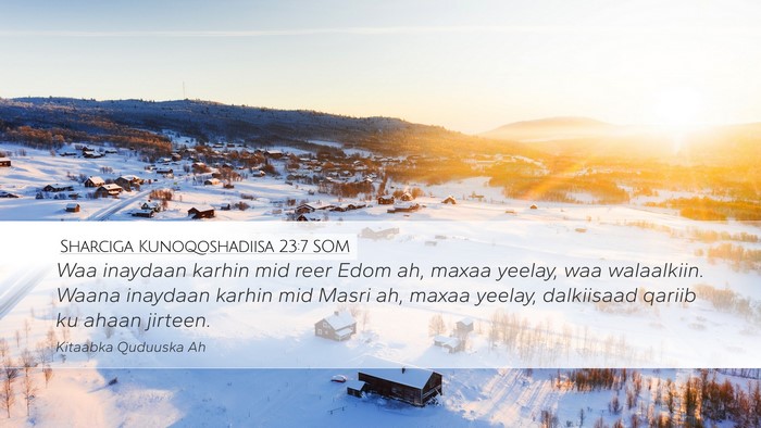 Sharciga Kunoqoshadiisa 23:7 SOM Bible Verse Image