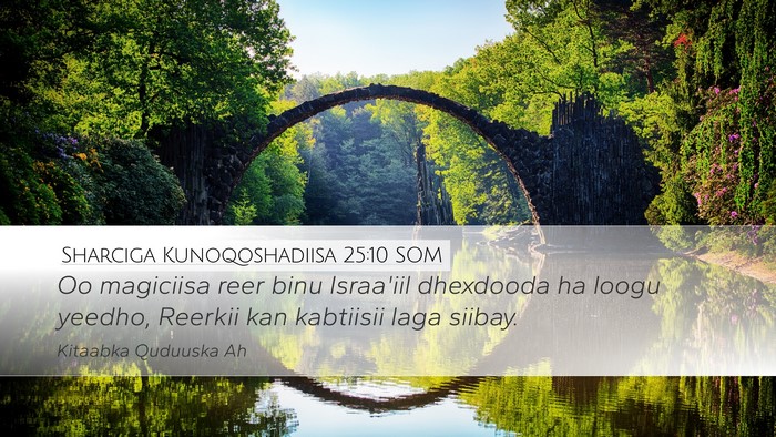Sharciga Kunoqoshadiisa 25:10 SOM Desktop Wallpaper - Oo magiciisa reer binu Israa'iil dhexdooda ha - Desktop Bible Verse Wallpaper