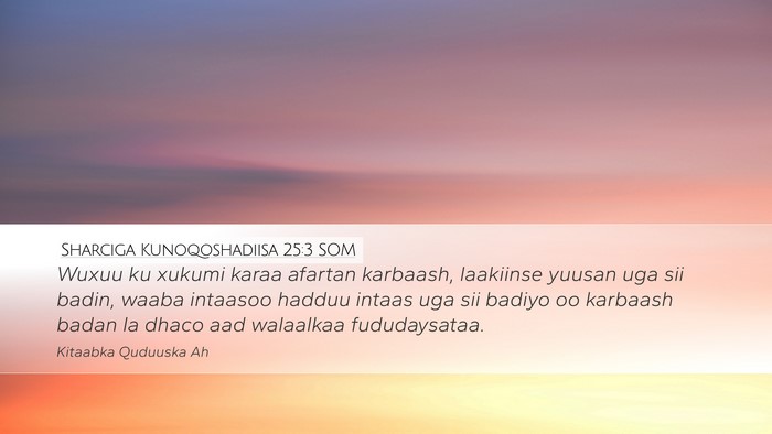 Sharciga Kunoqoshadiisa 25:3 SOM Desktop Wallpaper - Wuxuu ku xukumi karaa afartan karbaash, laakiinse - Desktop Bible Verse Wallpaper