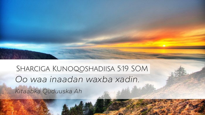 Sharciga Kunoqoshadiisa 5:19 SOM Desktop Wallpaper - Oo waa inaadan waxba - Desktop Bible Verse Wallpaper