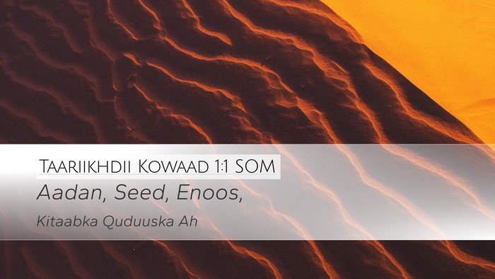 Taariikhdii Kowaad 1:1 SOM Bible Verse Image