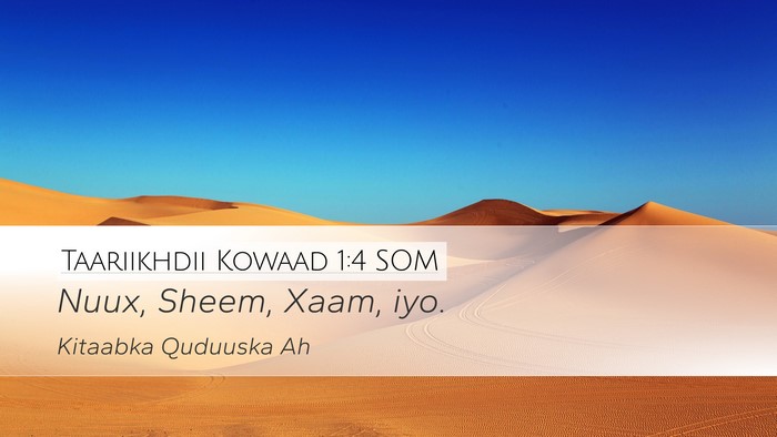 Taariikhdii Kowaad 1:4 SOM Bible Verse Image