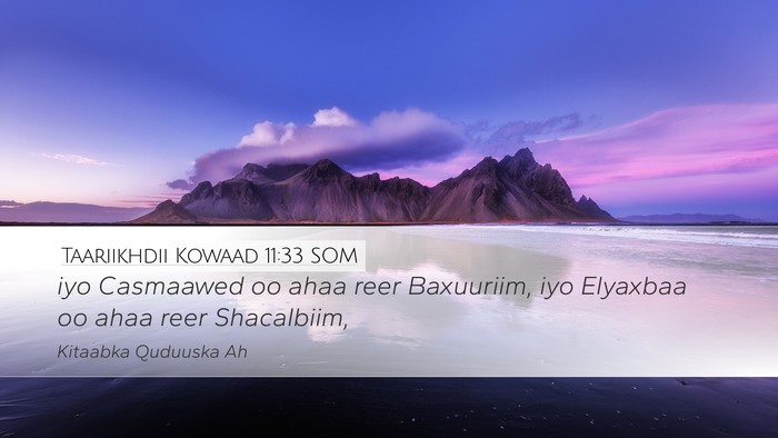 Taariikhdii Kowaad 11:33 SOM Desktop Wallpaper - iyo Casmaawed oo ahaa reer Baxuuriim, iyo - Desktop Bible Verse Wallpaper
