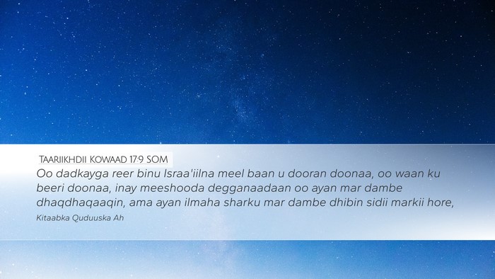 Taariikhdii Kowaad 17:9 SOM Bible Verse Image
