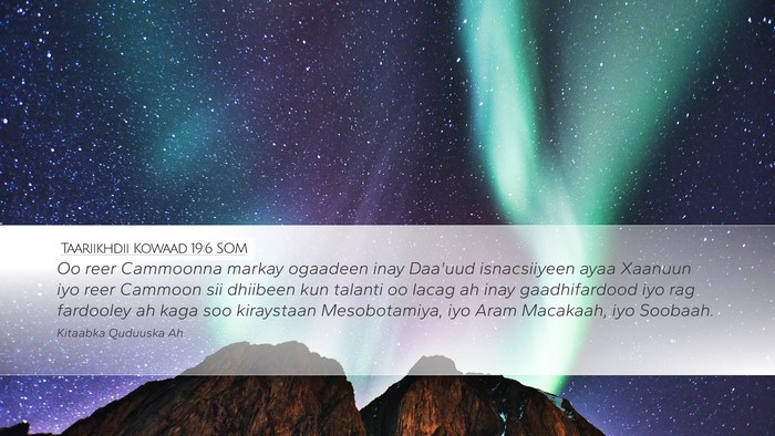 Taariikhdii Kowaad 19:6 SOM Bible Verse Image