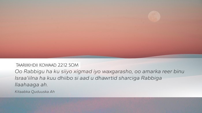 Taariikhdii Kowaad 22:12 SOM Bible Verse Image