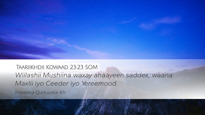 Taariikhdii Kowaad 23:23 SOM Desktop Wallpaper - Wiilashii Mushiina waxay ahaayeen saddex, waana - Desktop Bible Verse Wallpaper