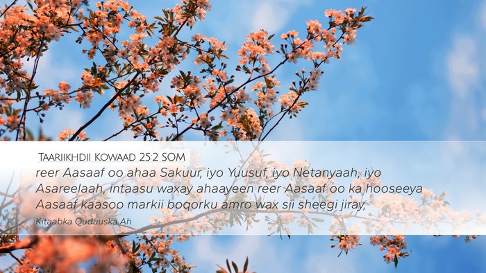 Taariikhdii Kowaad 25:2 SOM Bible Verse Image