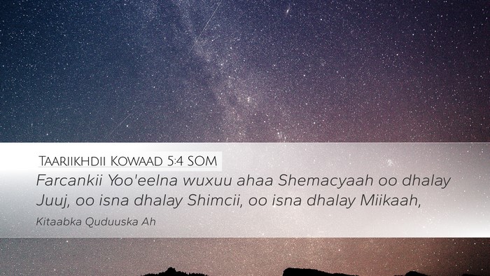 Taariikhdii Kowaad 5:4 SOM Desktop Wallpaper - Farcankii Yoo'eelna wuxuu ahaa Shemacyaah oo - Desktop Bible Verse Wallpaper