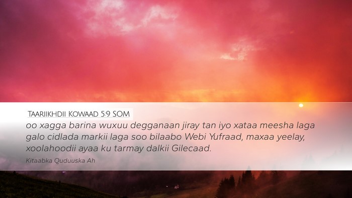 Taariikhdii Kowaad 5:9 SOM Bible Verse Image