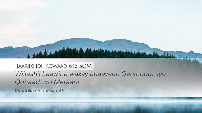 Taariikhdii Kowaad 6:16 SOM Bible Verse Image