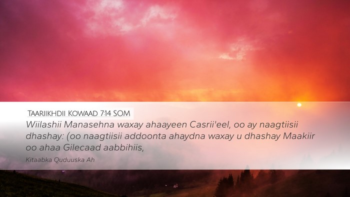 Taariikhdii Kowaad 7:14 SOM Desktop Wallpaper - Wiilashii Manasehna waxay ahaayeen Casrii'eel, oo - Desktop Bible Verse Wallpaper