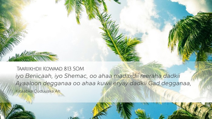 Taariikhdii Kowaad 8:13 SOM Bible Verse Image
