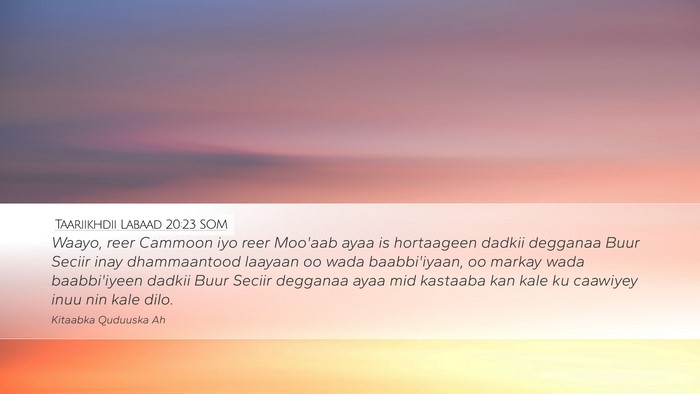 Taariikhdii Labaad 20:23 SOM Bible Verse Image