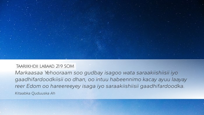 Taariikhdii Labaad 21:9 SOM Desktop Wallpaper - Markaasaa Yehooraam soo gudbay isagoo wata - Desktop Bible Verse Wallpaper