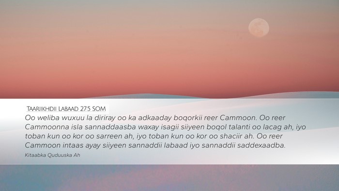 Taariikhdii Labaad 27:5 SOM Bible Verse Image