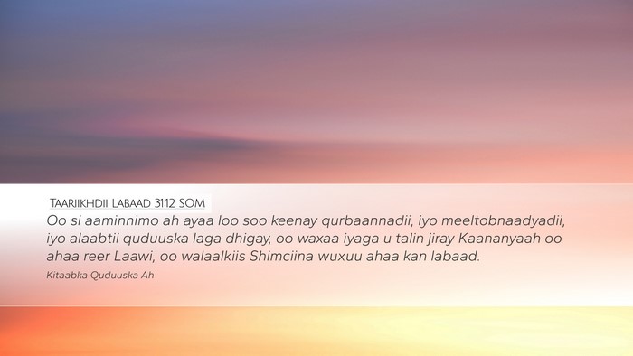 Taariikhdii Labaad 31:12 SOM Bible Verse Image
