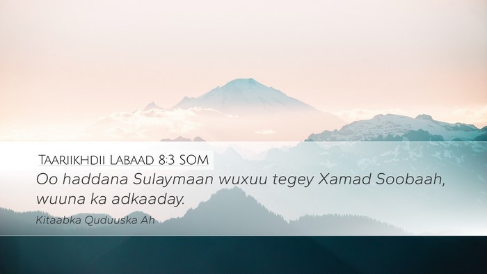Taariikhdii Labaad 8:3 SOM Bible Verse Image