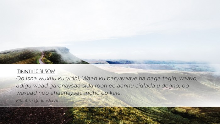 Tirintii 10:31 SOM Desktop Wallpaper - Oo isna wuxuu ku yidhi, Waan ku baryayaaye ha - Desktop Bible Verse Wallpaper