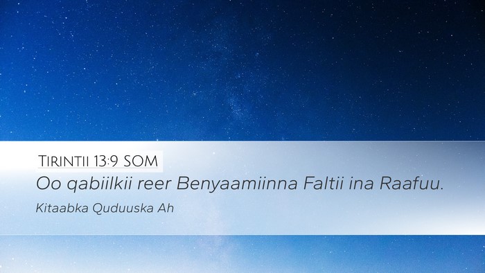 Tirintii 13:9 SOM Desktop Wallpaper - Oo qabiilkii reer Benyaamiinna Faltii ina - Desktop Bible Verse Wallpaper