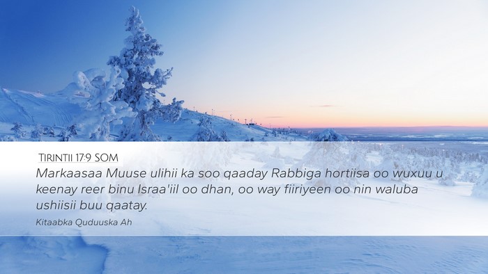 Tirintii 17:9 SOM Desktop Wallpaper - Markaasaa Muuse ulihii ka soo qaaday Rabbiga - Desktop Bible Verse Wallpaper