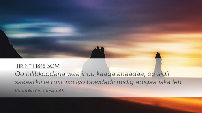 Tirintii 18:18 SOM Bible Verse Image