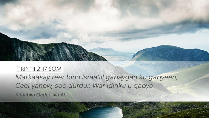 Tirintii 21:17 SOM Desktop Wallpaper - Markaasay reer binu Israa'iil gabaygan ku - Desktop Bible Verse Wallpaper