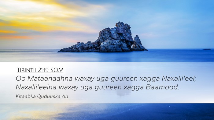Tirintii 21:19 SOM Bible Verse Image
